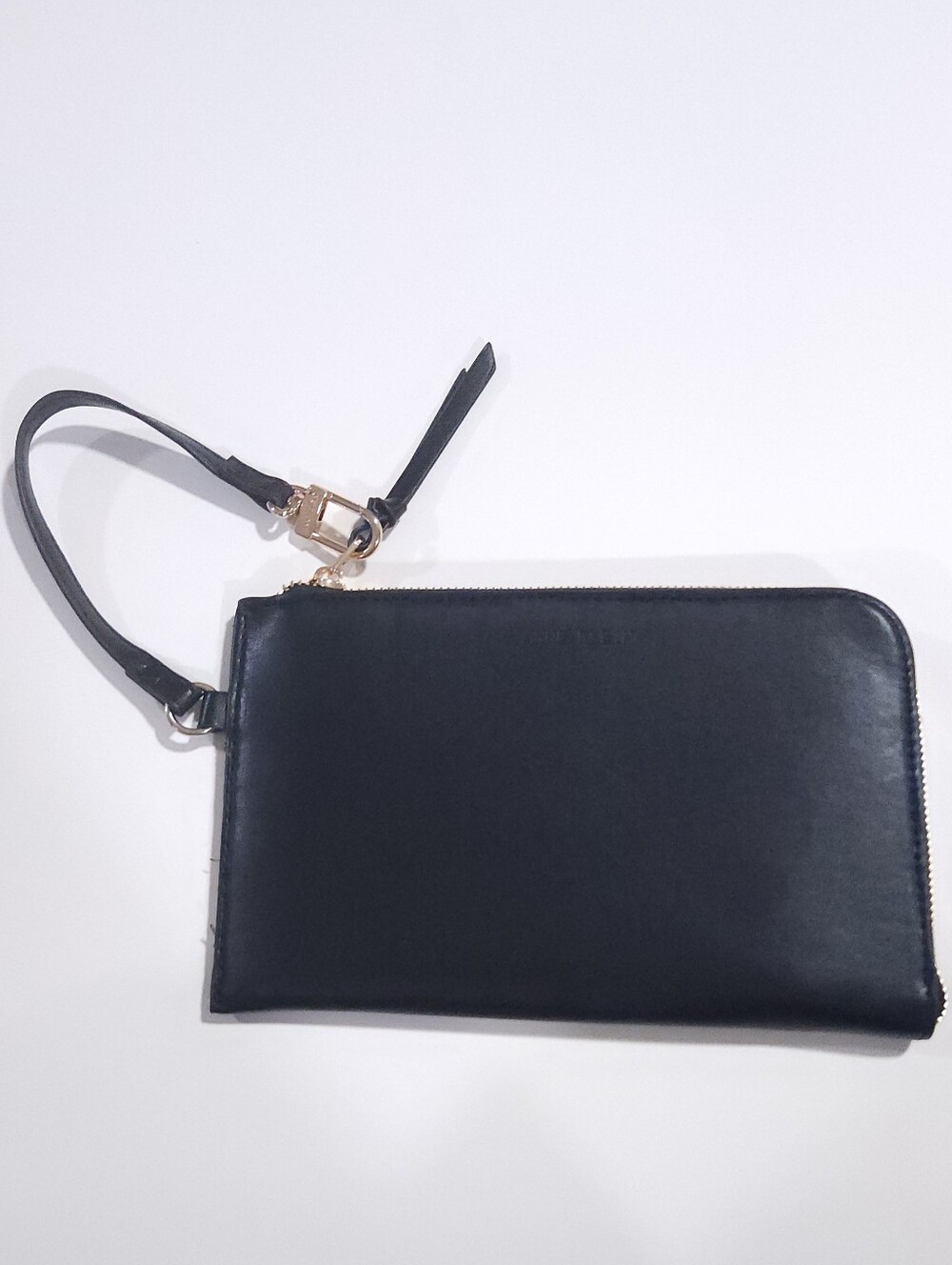 Anne Klein Black Wristlet Clutch with Gold Hardware